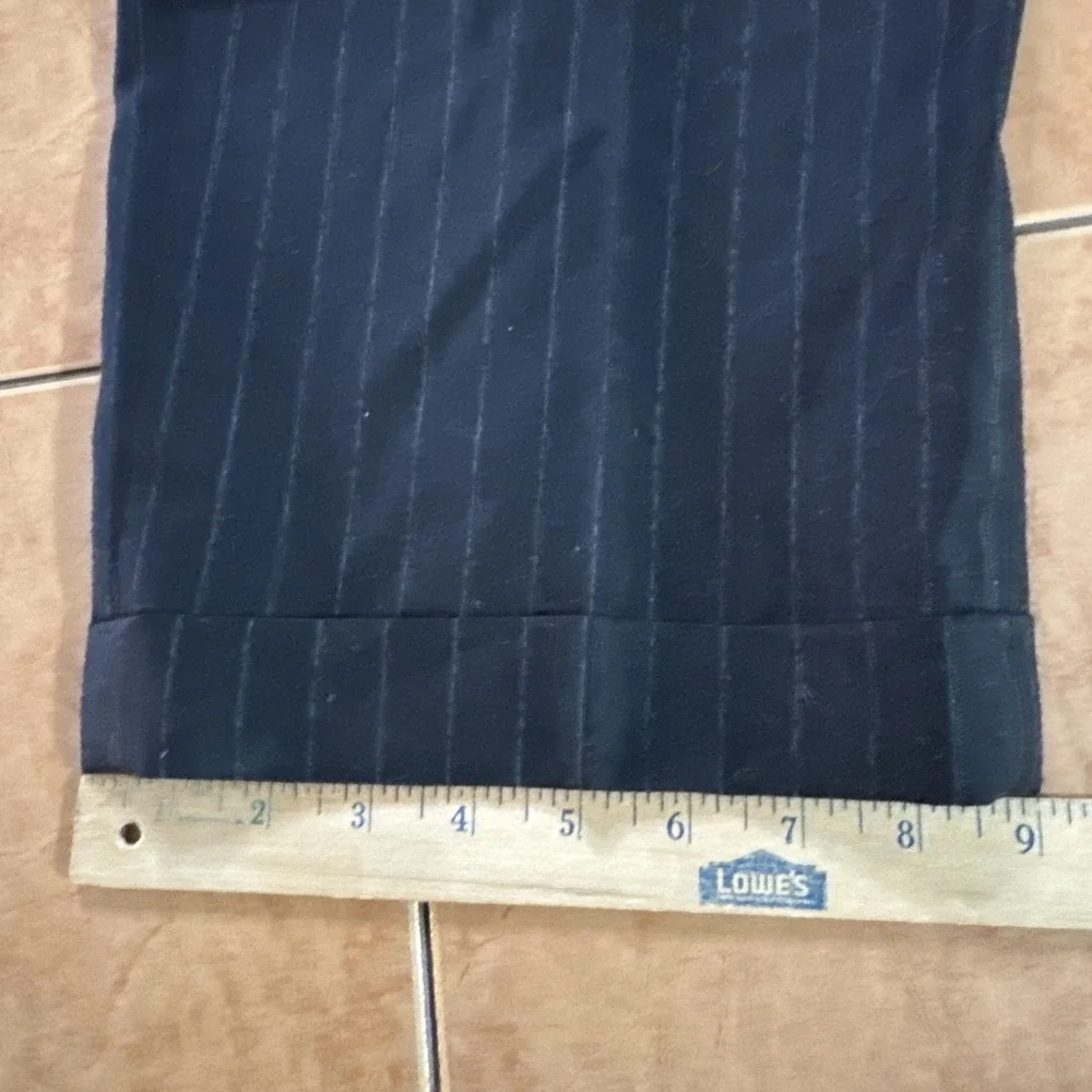 Jos A Bank Signature Gold 2 Piece Black Pin Stripe Flannel Wool Suit 44L 38 x 30